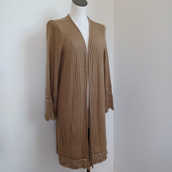 Greige Cardigan Sweater Open Front Long Line NEW Womens XL - Picture 7 of 13